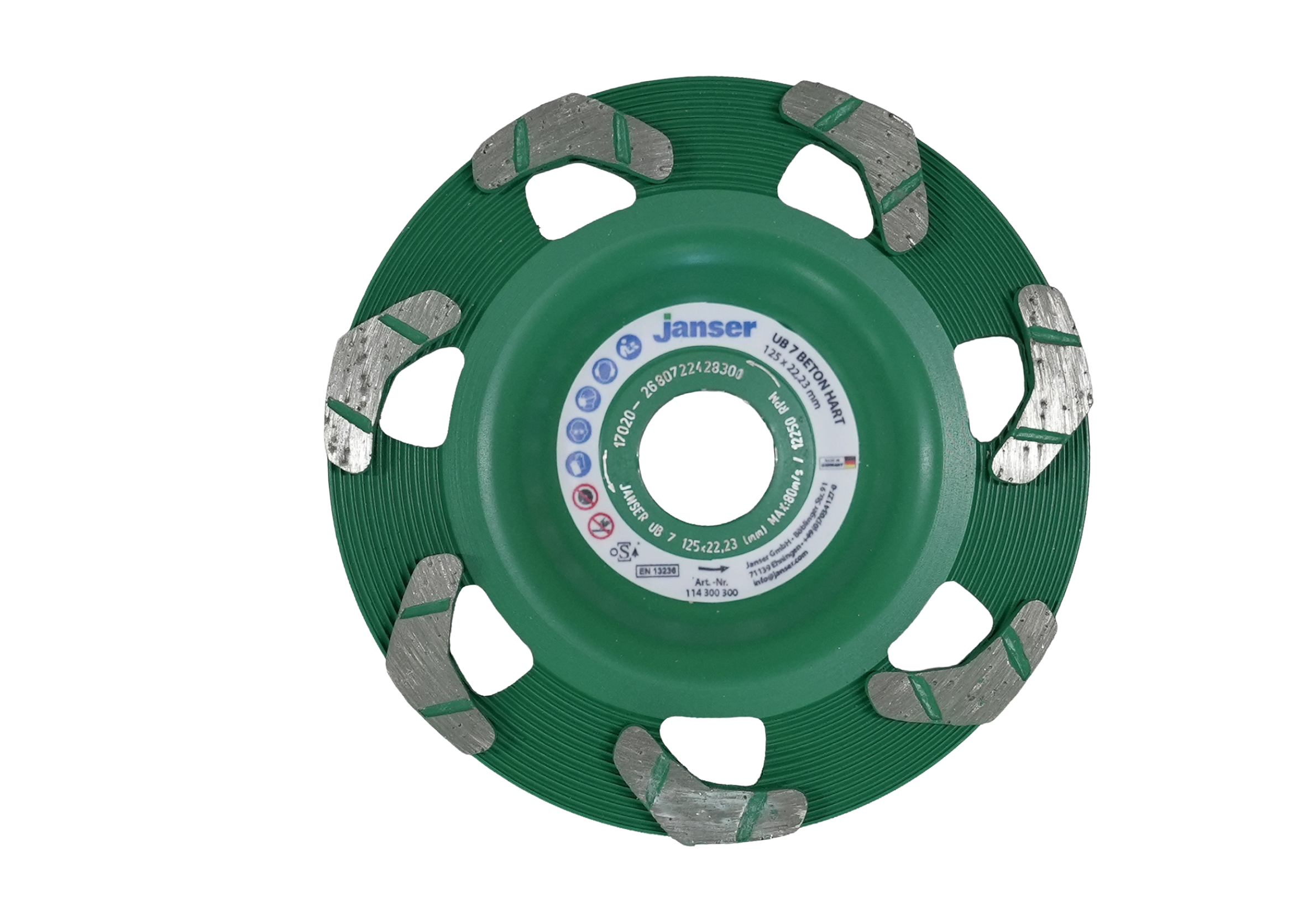 Diamant-Schleifscheibe, d=125mm, UB 7 Beton hart, grün