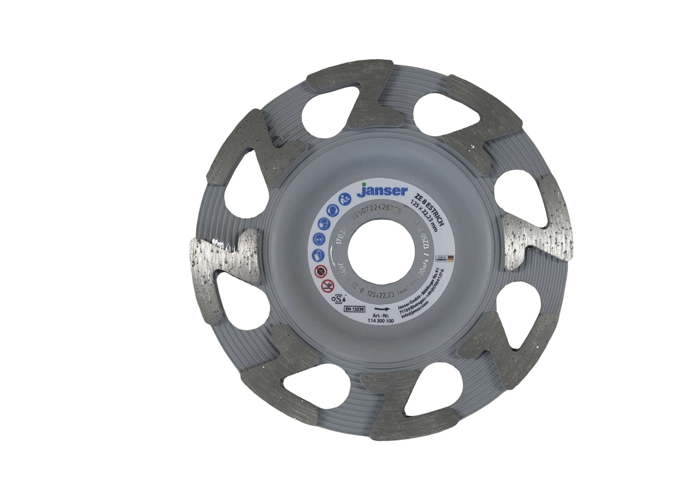 Diamant-Schleifscheibe, d=125mm, ZE 8 Estrich,  signalgrau